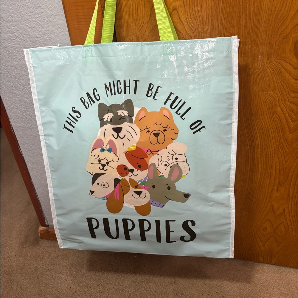 Cracker Barrel Light Blue Tote Bag with Puppy Design